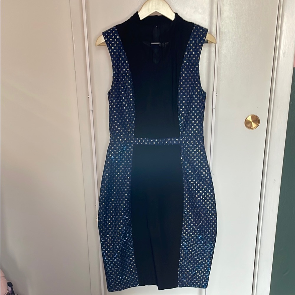 Elegant Black and Blue Women's Dress by ModCloth
